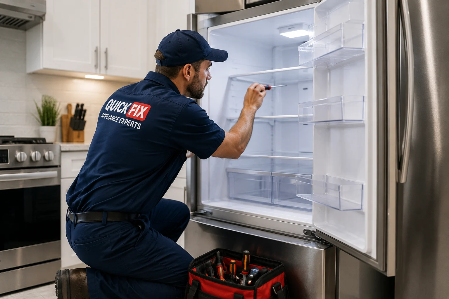 Refrigerator maintenance and repair illustration